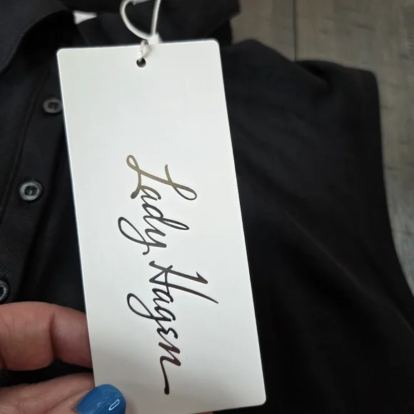 Lady Hagen Women's Medium Black Sleeveless Pique Polo Shirt New Golf Breathable - Picture 3 of 9